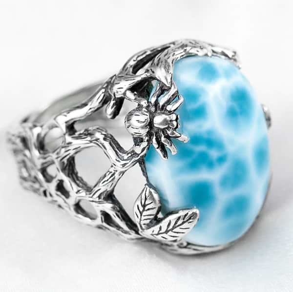 Transmitting Larimar Crystal Ring