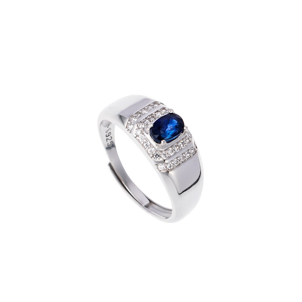 Natural Blue Sapphire Crystal Ring