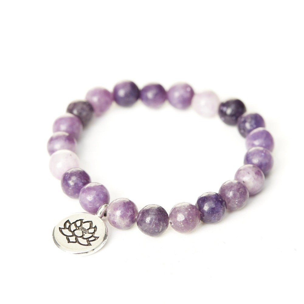 Purple Lepidolite Crystal Charm Bracelet