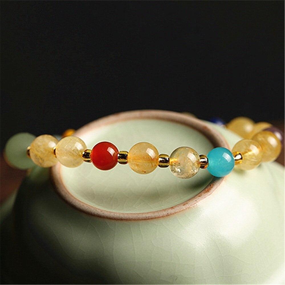 Citrine Crystal 7 Chakra Beaded Bracelet