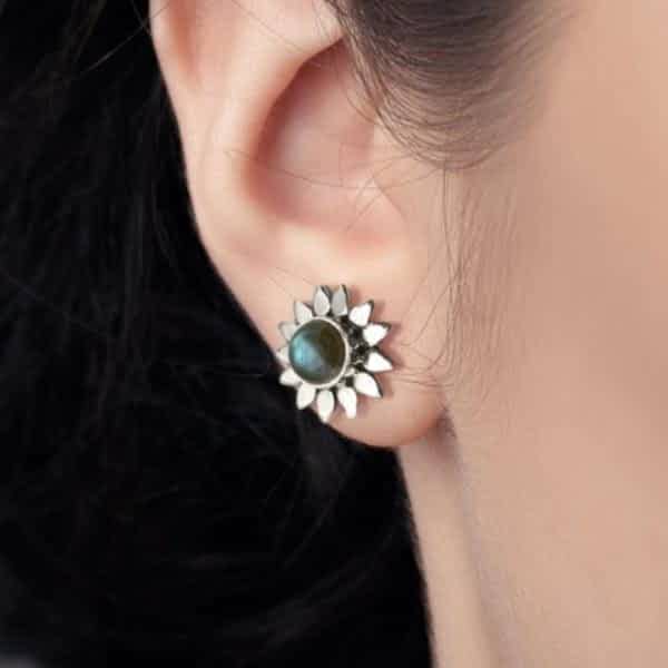 Silver Labradorite Earrings
