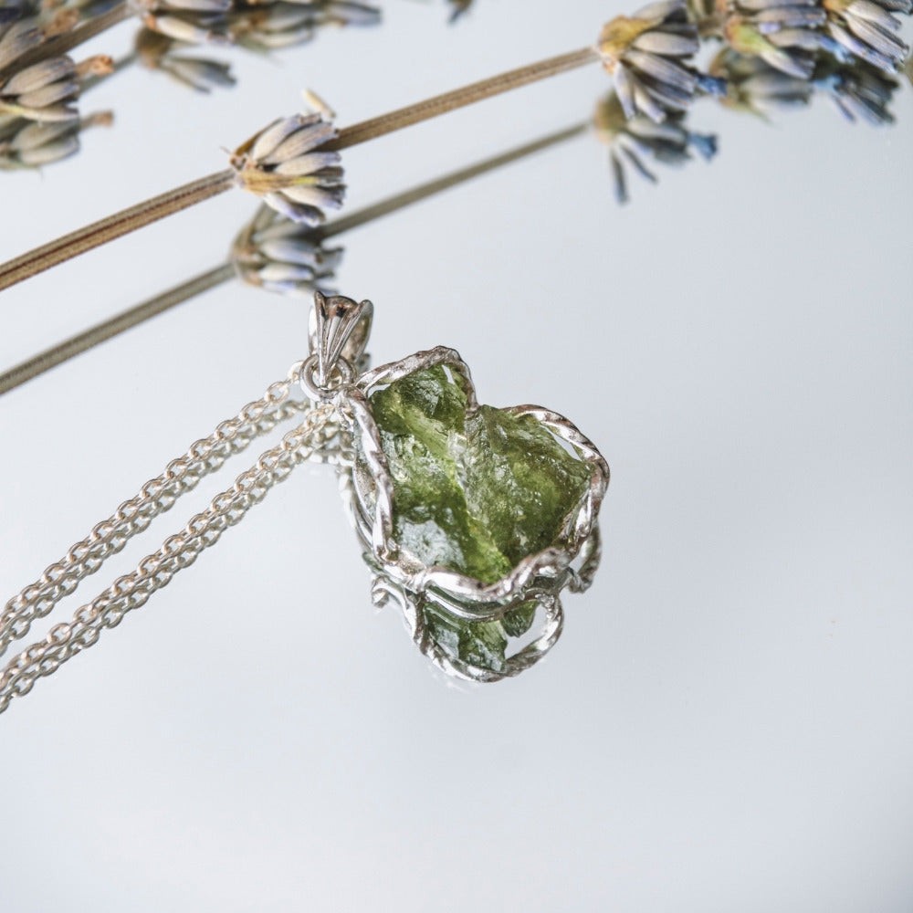 Real Raw Moldavite Crystal Necklace