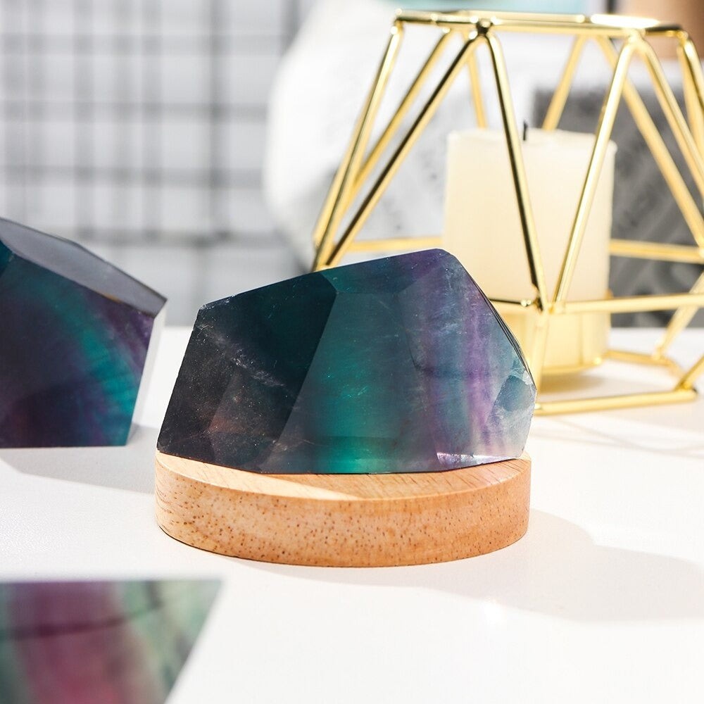 Minimalistic Rainbow Fluorite Crystal Lamp