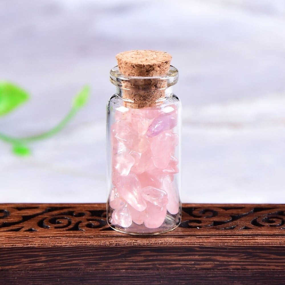 Natural Gemstone Glass Bottle Decor Set