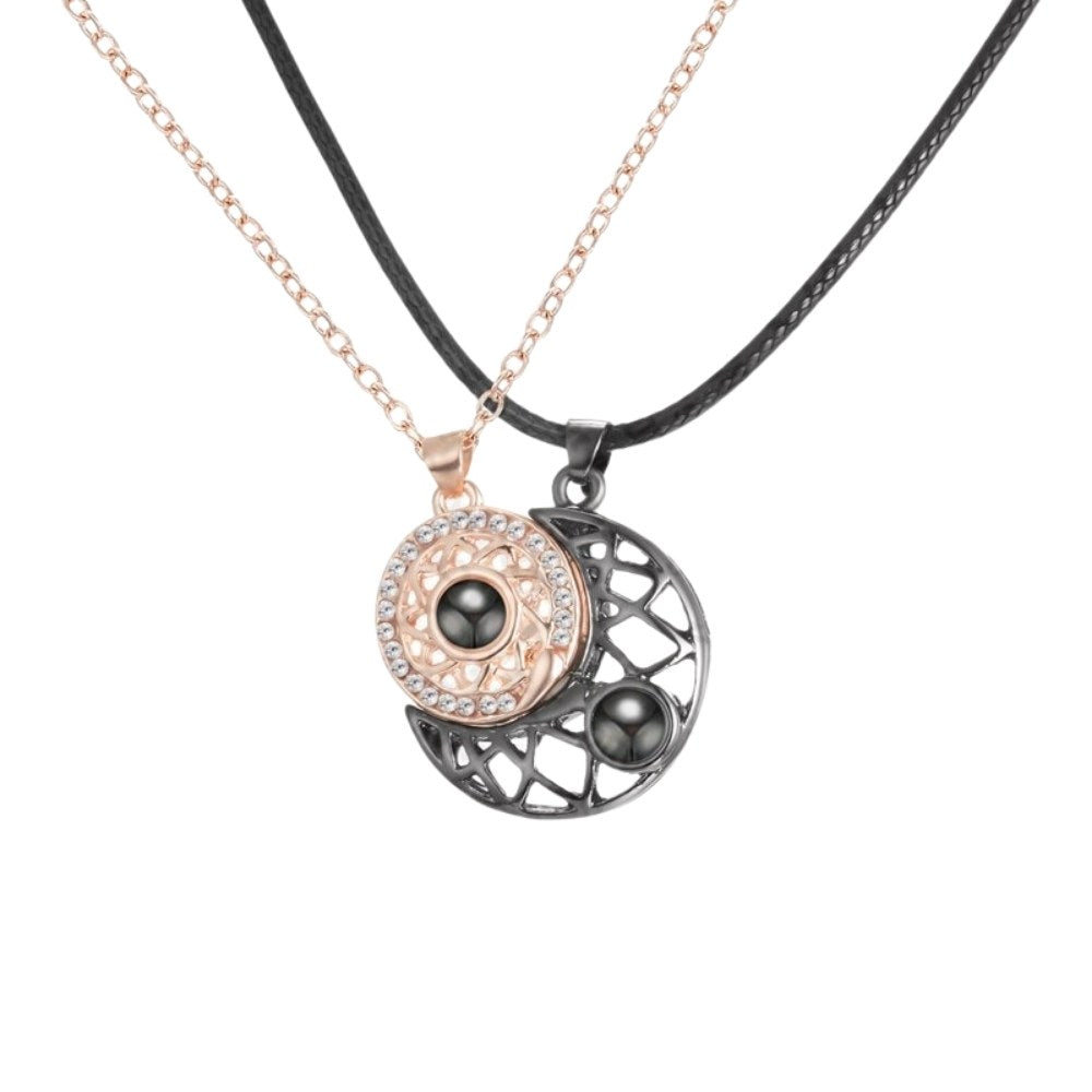 Matching Moon & Sun Magnetic Necklaces for Couples