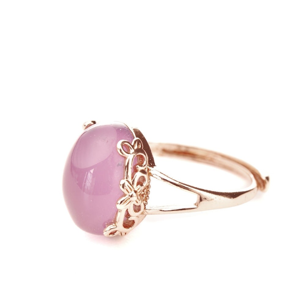 Natural Rose Quartz Silver Ring