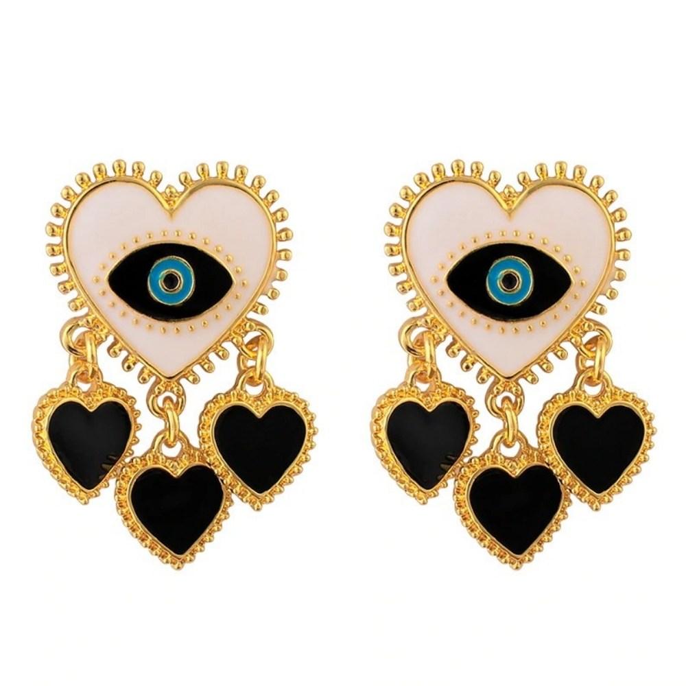 Evil Eye Heart Shaped Earrings