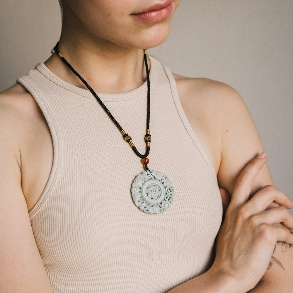 Natural Jade Flower Necklace