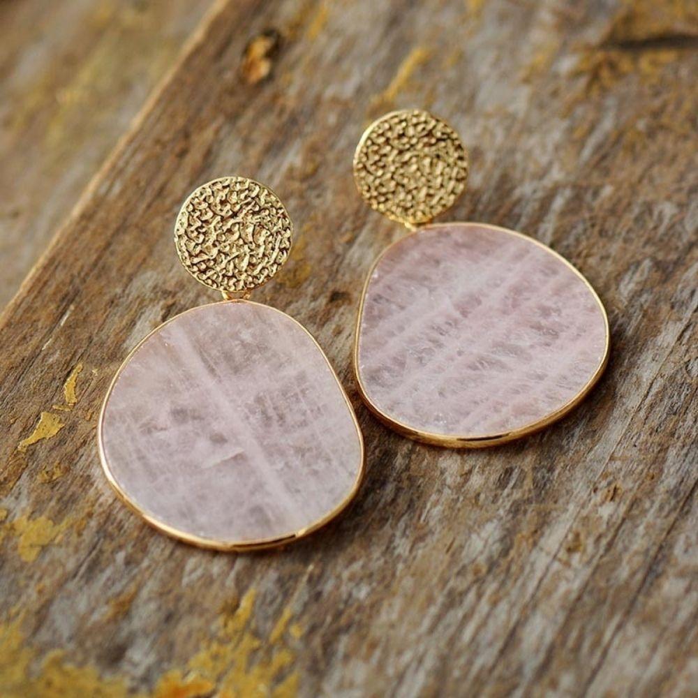 Rose Quartz Crystal Drop Earrings