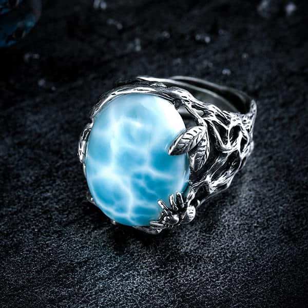 Transmitting Larimar Crystal Ring