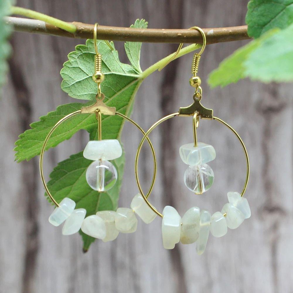 Natural Crystal Stone Drop Earrings