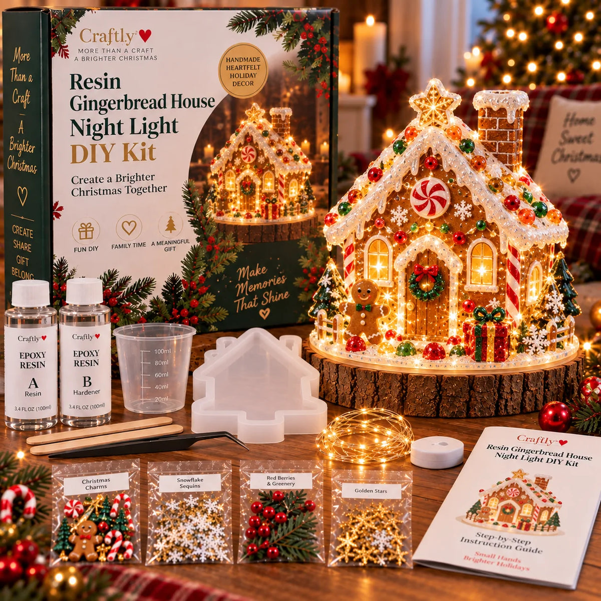 🎄Atroposcrystal DIY Christmas Tree Night Light Kit — 💕On this day filled with love, let a handcrafted glowing Christmas tree speak for your heart