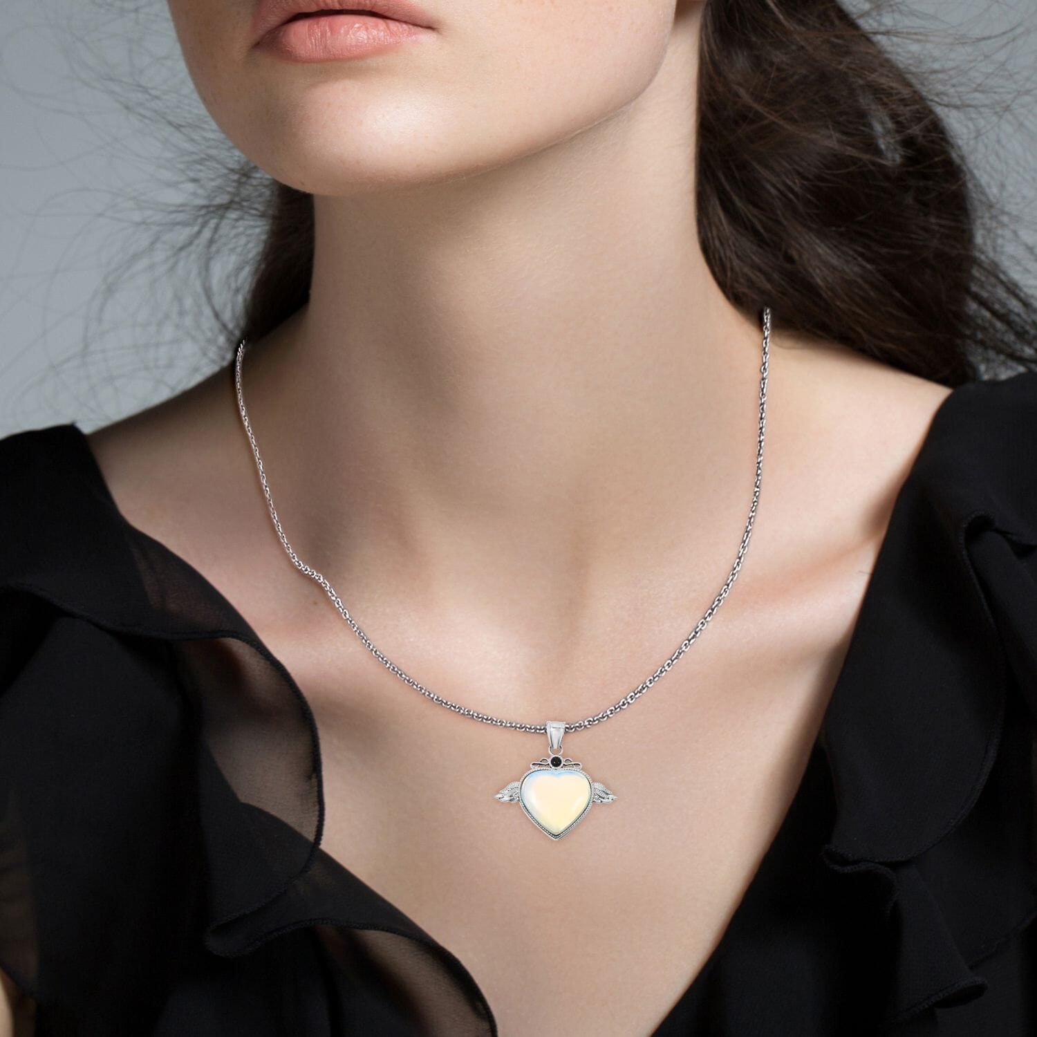 Opalite Heart Necklace-For the Emotionally Overwhelmed Spirit