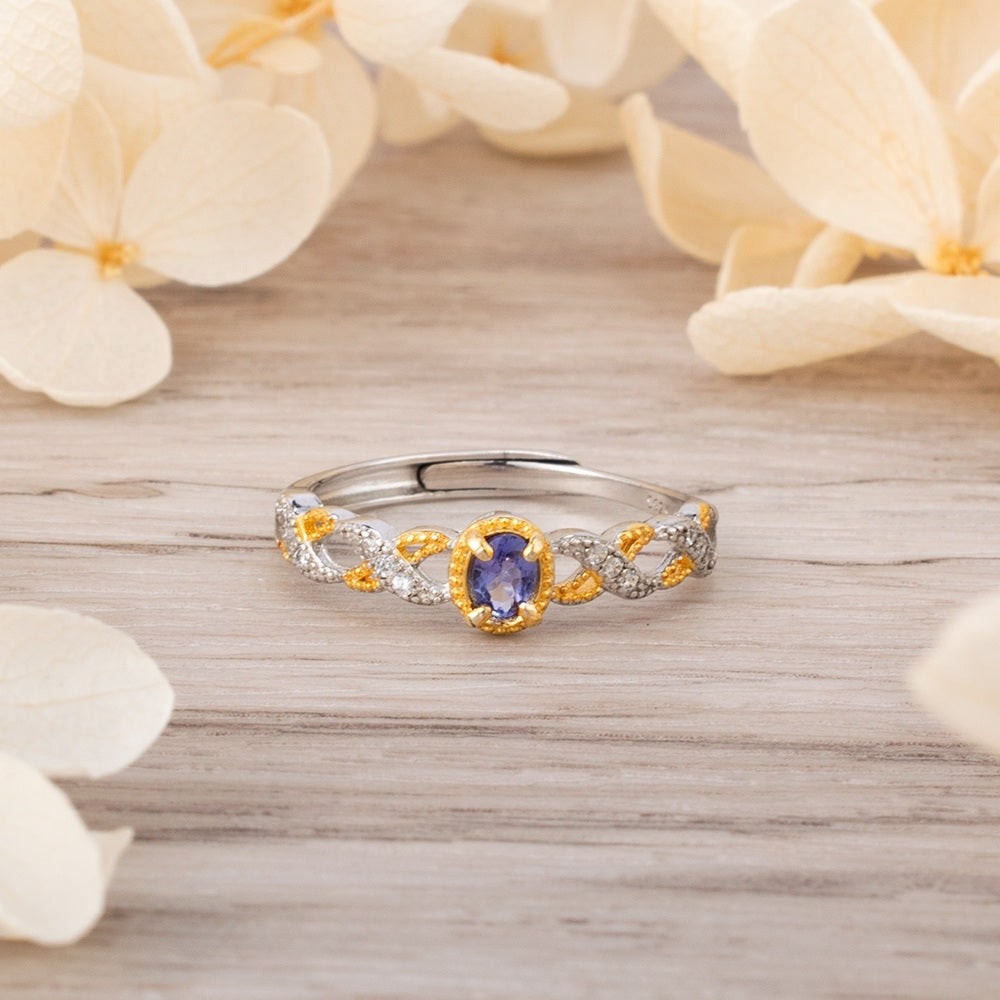 Natural Tanzanite Crystal Ring