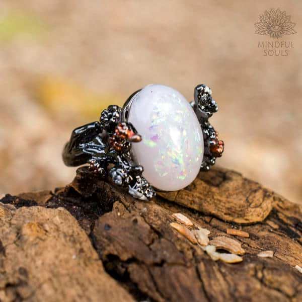 Midnight Blossom Opal Crystal Ring