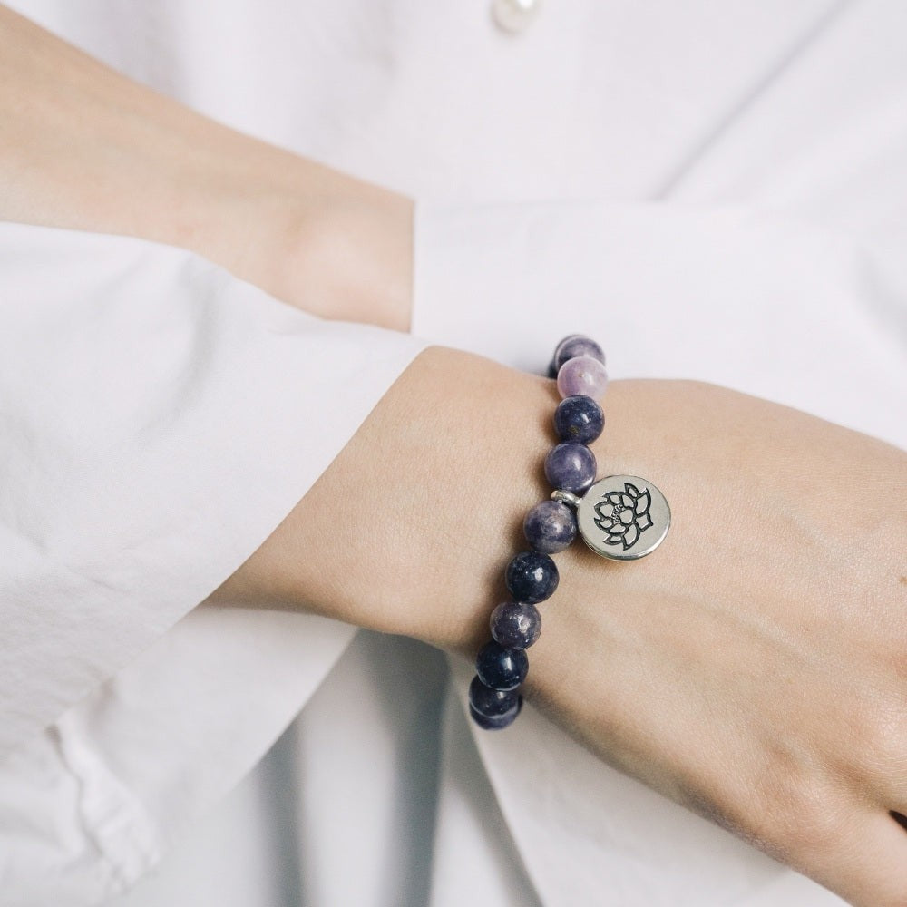 Purple Lepidolite Crystal Charm Bracelet