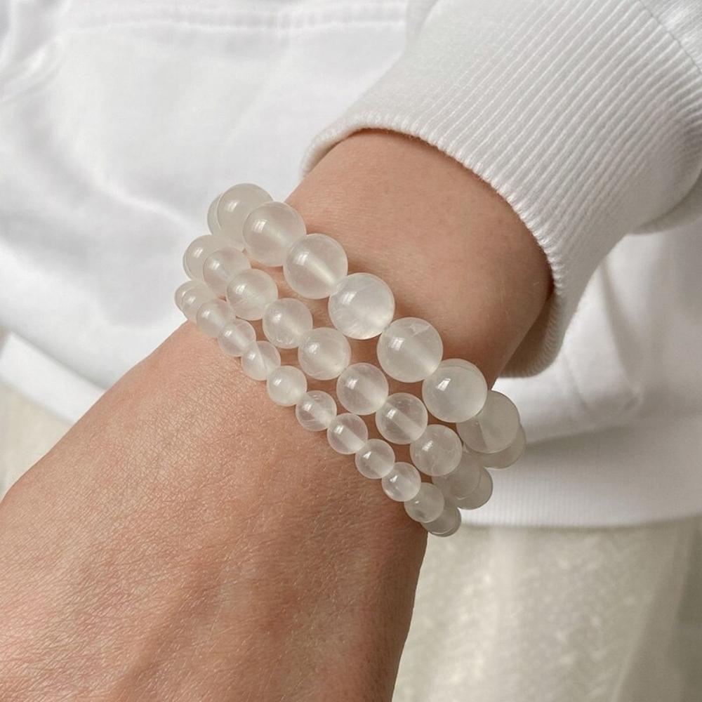 Selenite Crystal Bead Bracelet