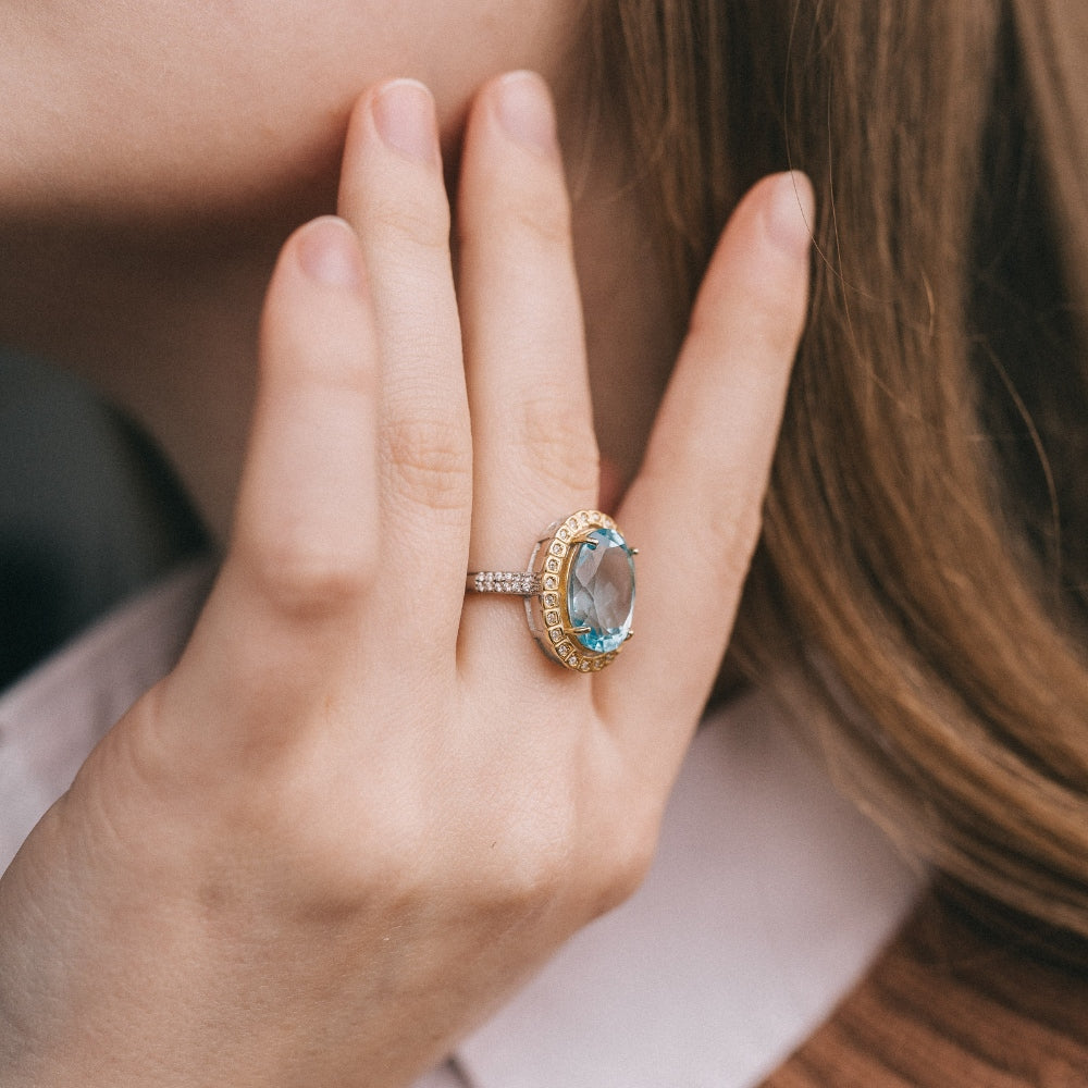 Royal Blue Topaz Crystal Ring