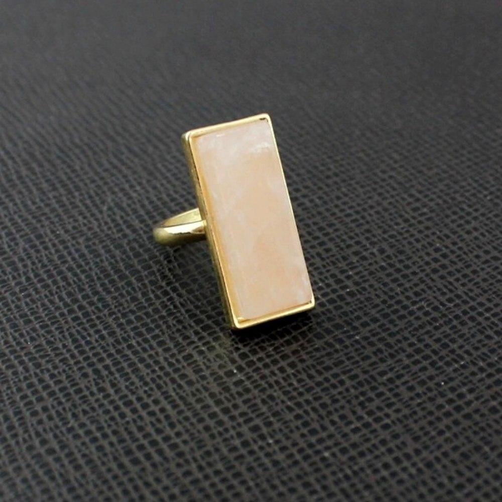 Rose Pink Quartz Gemstone Ring