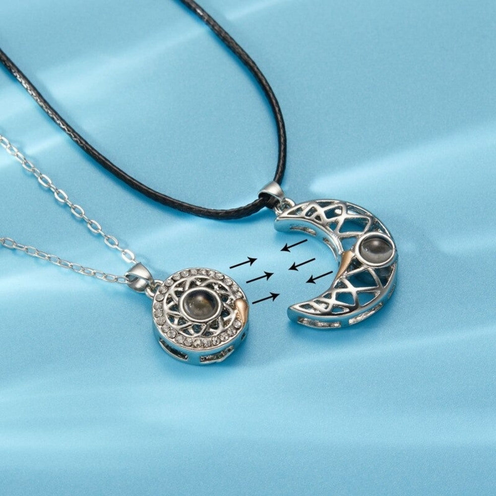 Matching Moon & Sun Magnetic Necklaces for Couples