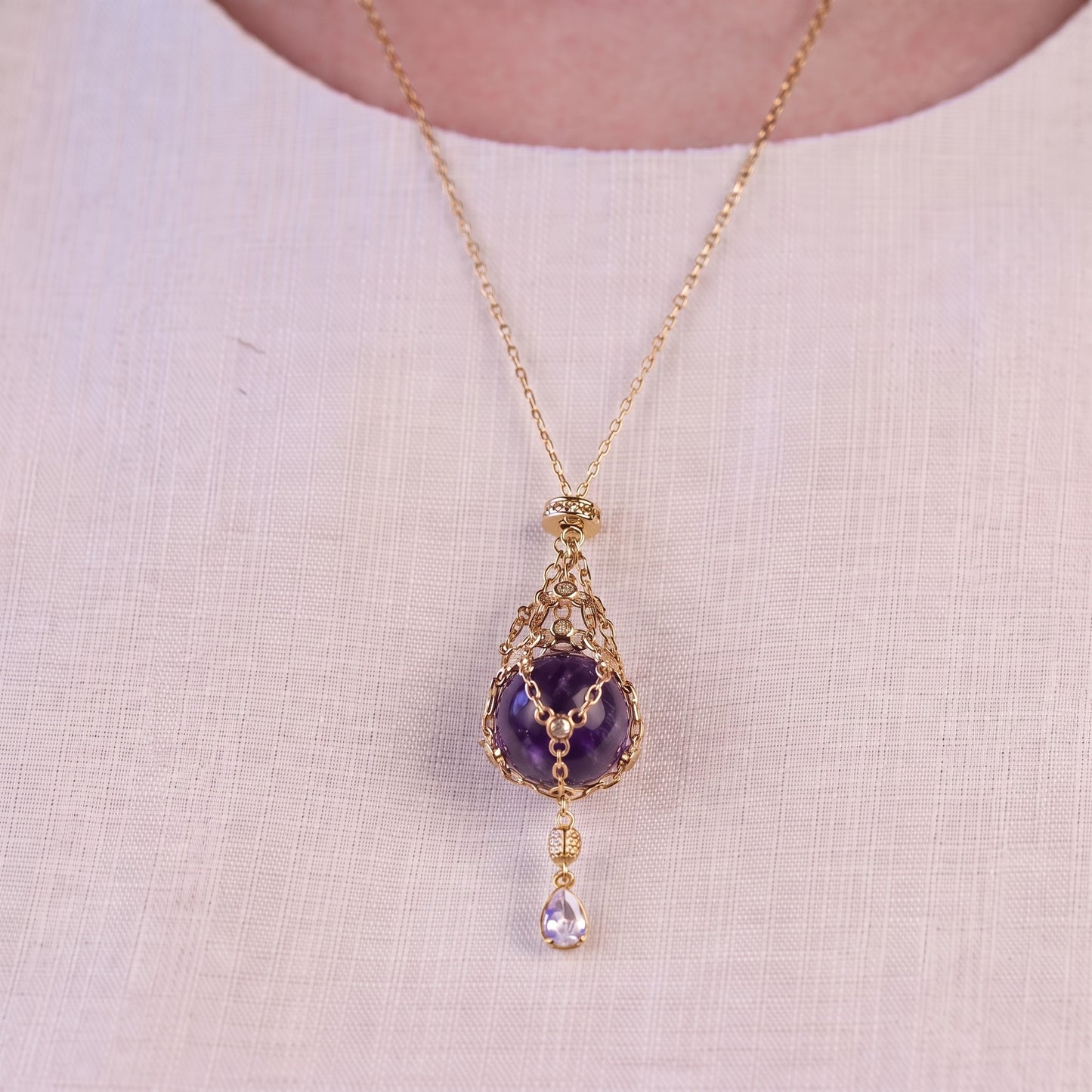 AC Natural Crystal Pouch Necklace