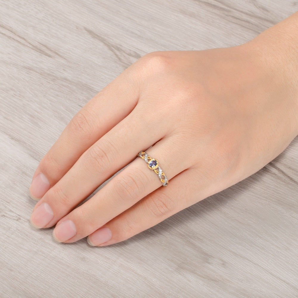 Natural Tanzanite Crystal Ring