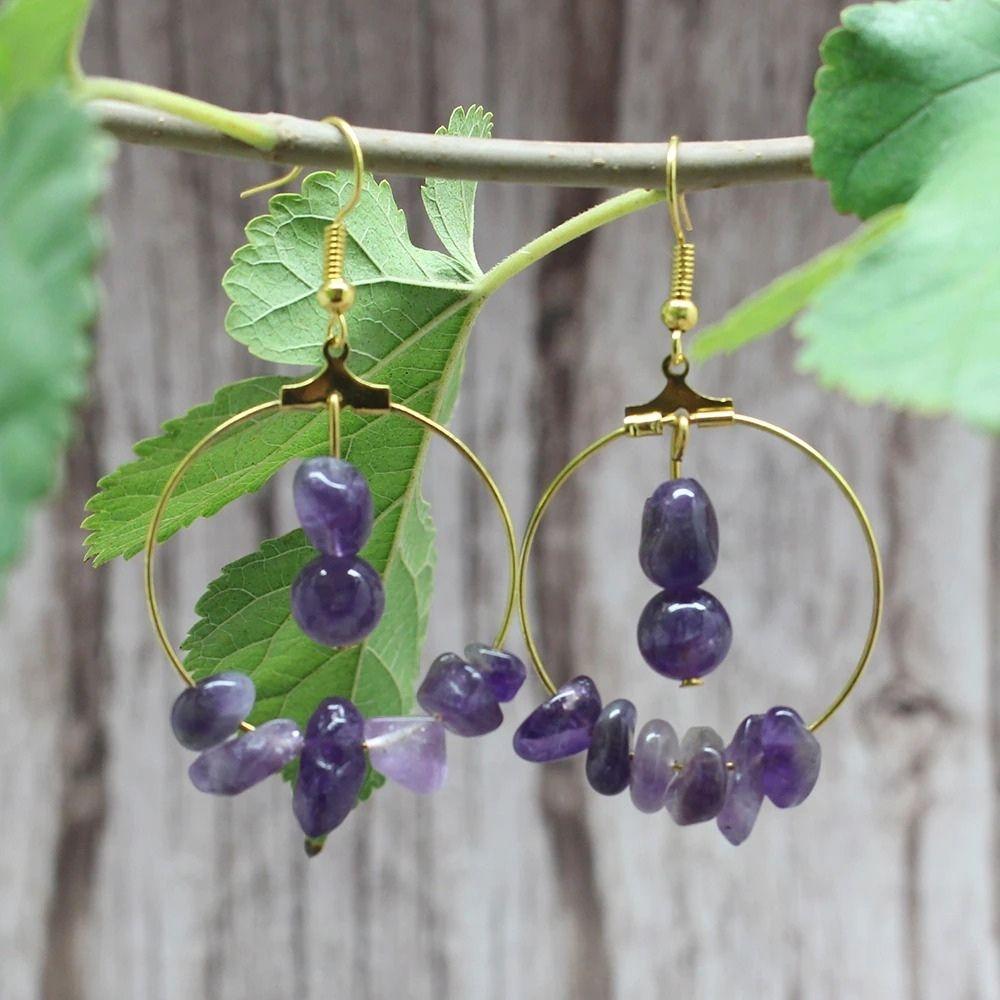 Natural Crystal Stone Drop Earrings