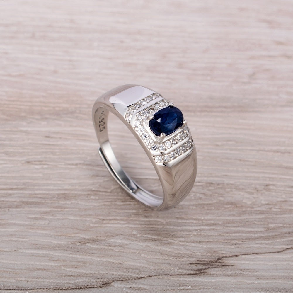Natural Blue Sapphire Crystal Ring