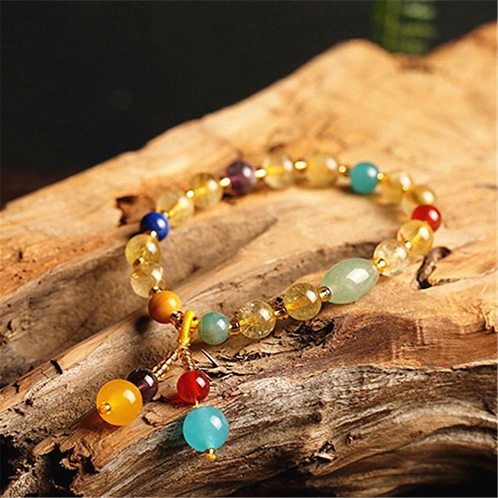 Citrine Crystal 7 Chakra Beaded Bracelet