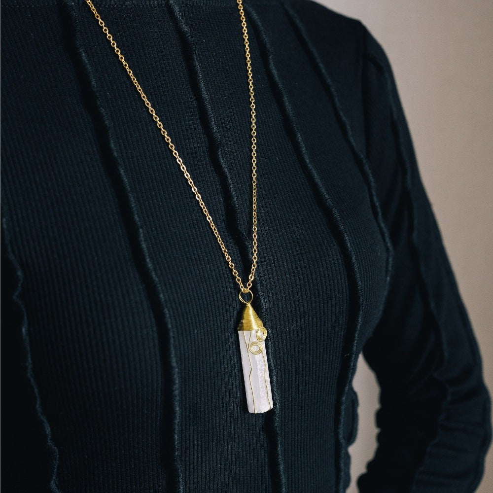 Handmade Selenite Crystal Necklace