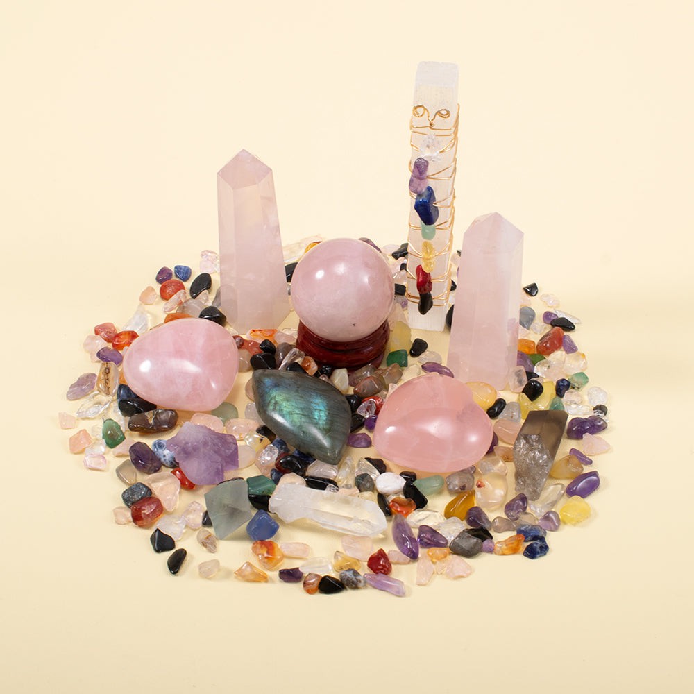 Rose Quartz Love Energy Crystal Set
