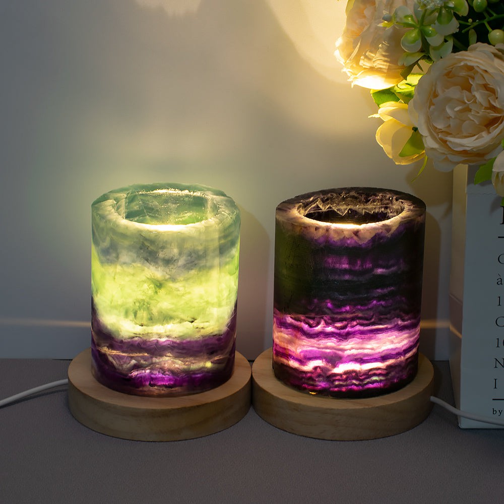 Rainbow Fluorite Crystal Light Lamp