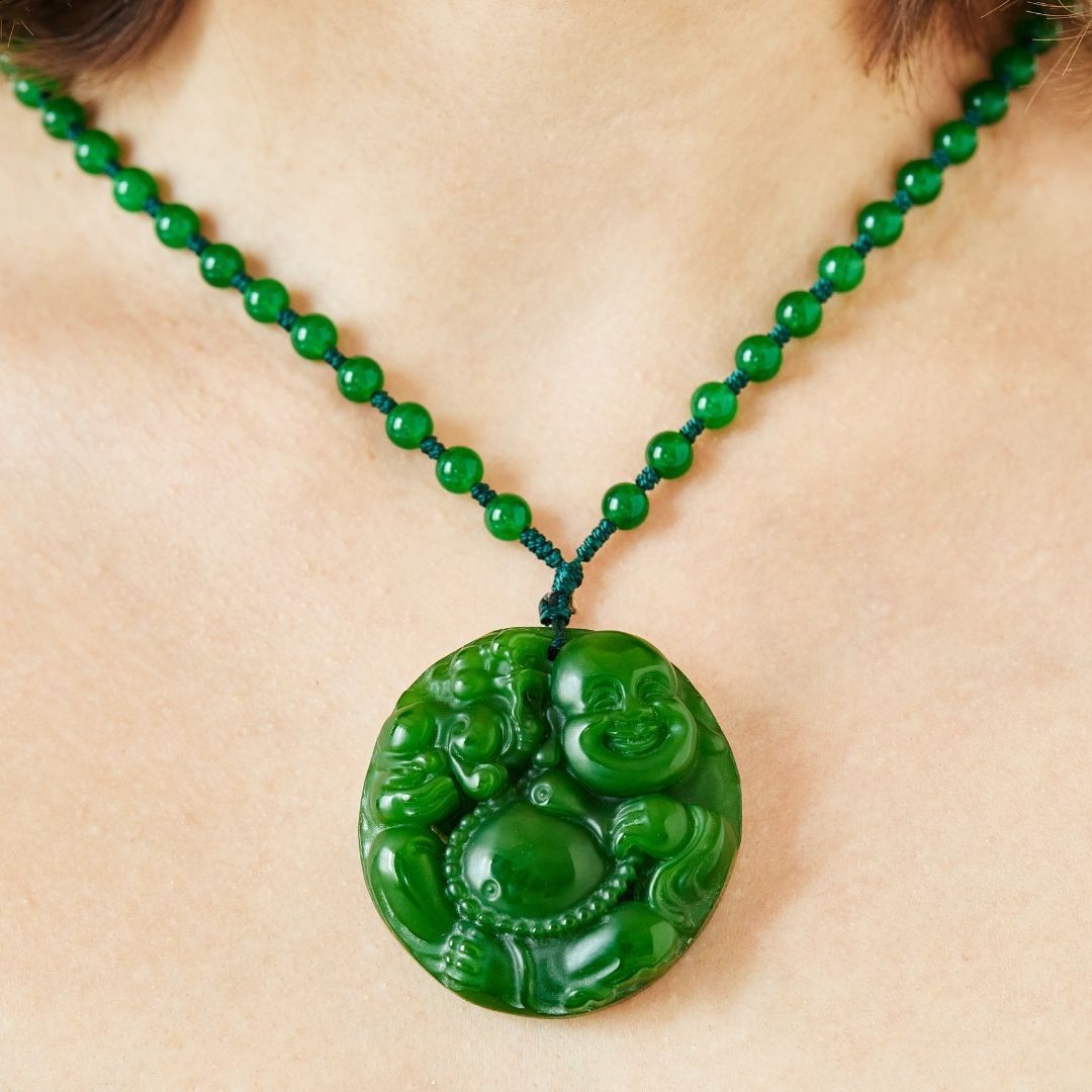 Jade Crystal Buddha Necklace