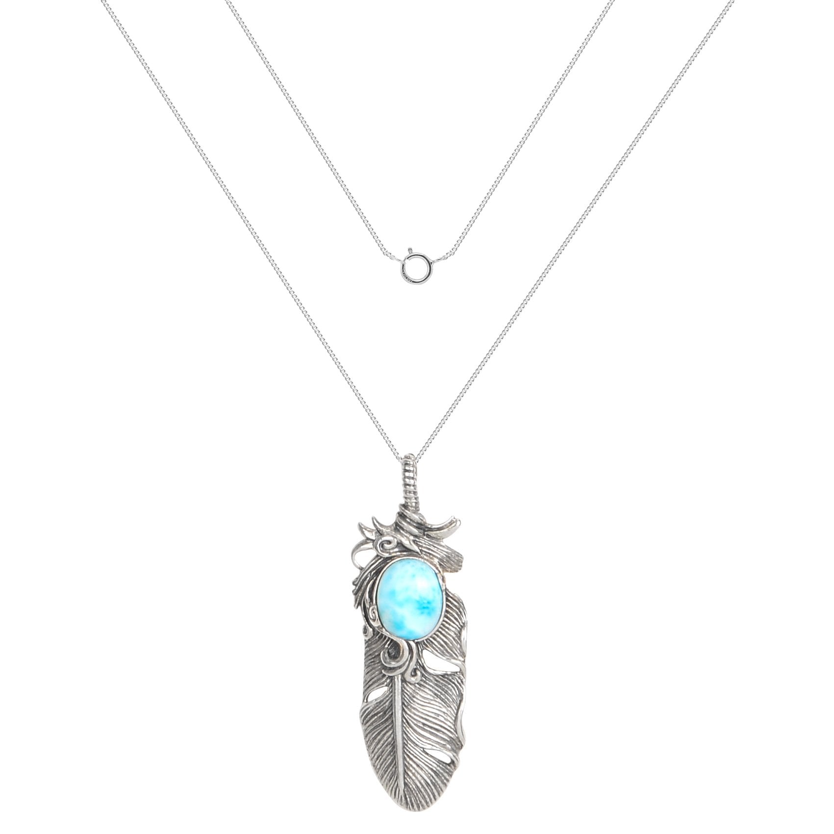 Larimar Feather Necklace