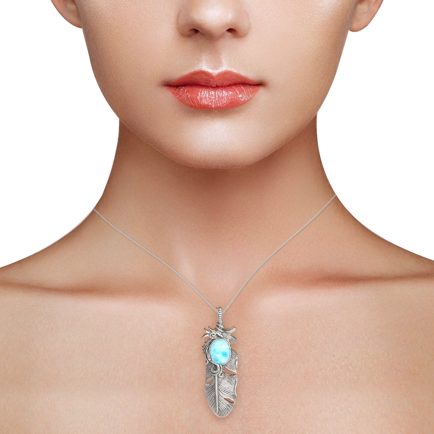 Larimar Feather Necklace