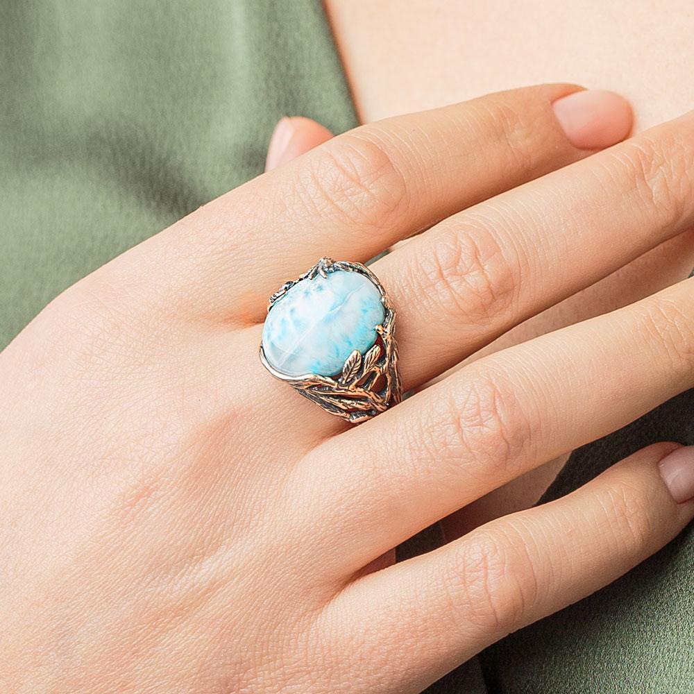 Transmitting Larimar Crystal Ring