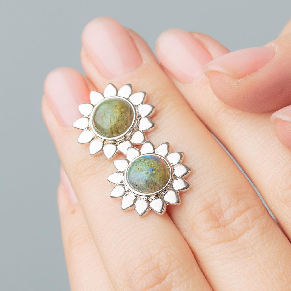 Silver Labradorite Earrings
