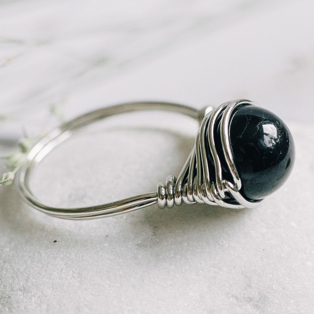Natural Black Tourmaline Gemstone Ring