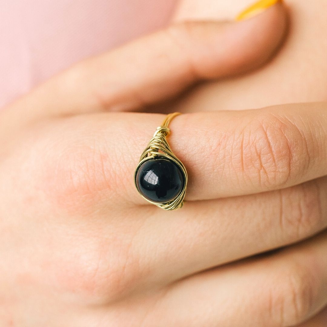 Natural Black Tourmaline Gemstone Ring