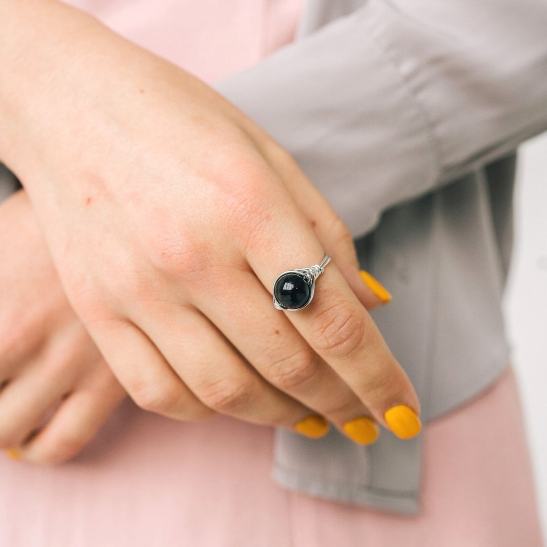 Natural Black Tourmaline Gemstone Ring