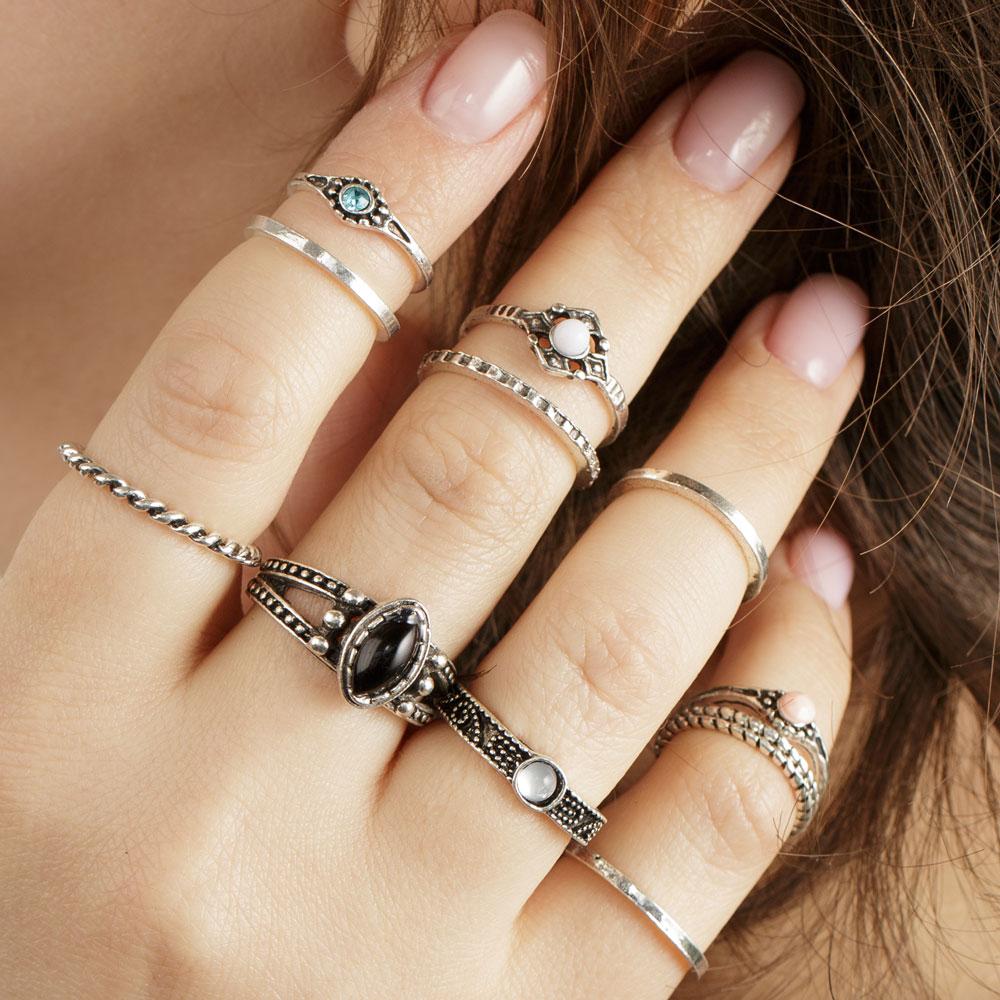 Retro Boho Ring Set