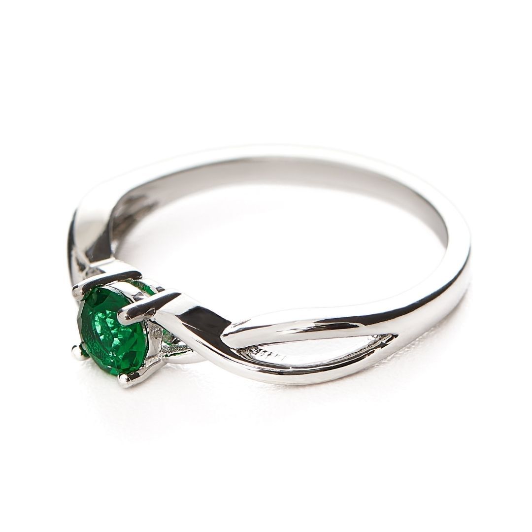 Silver Sterling Green Emerald Stone Ring