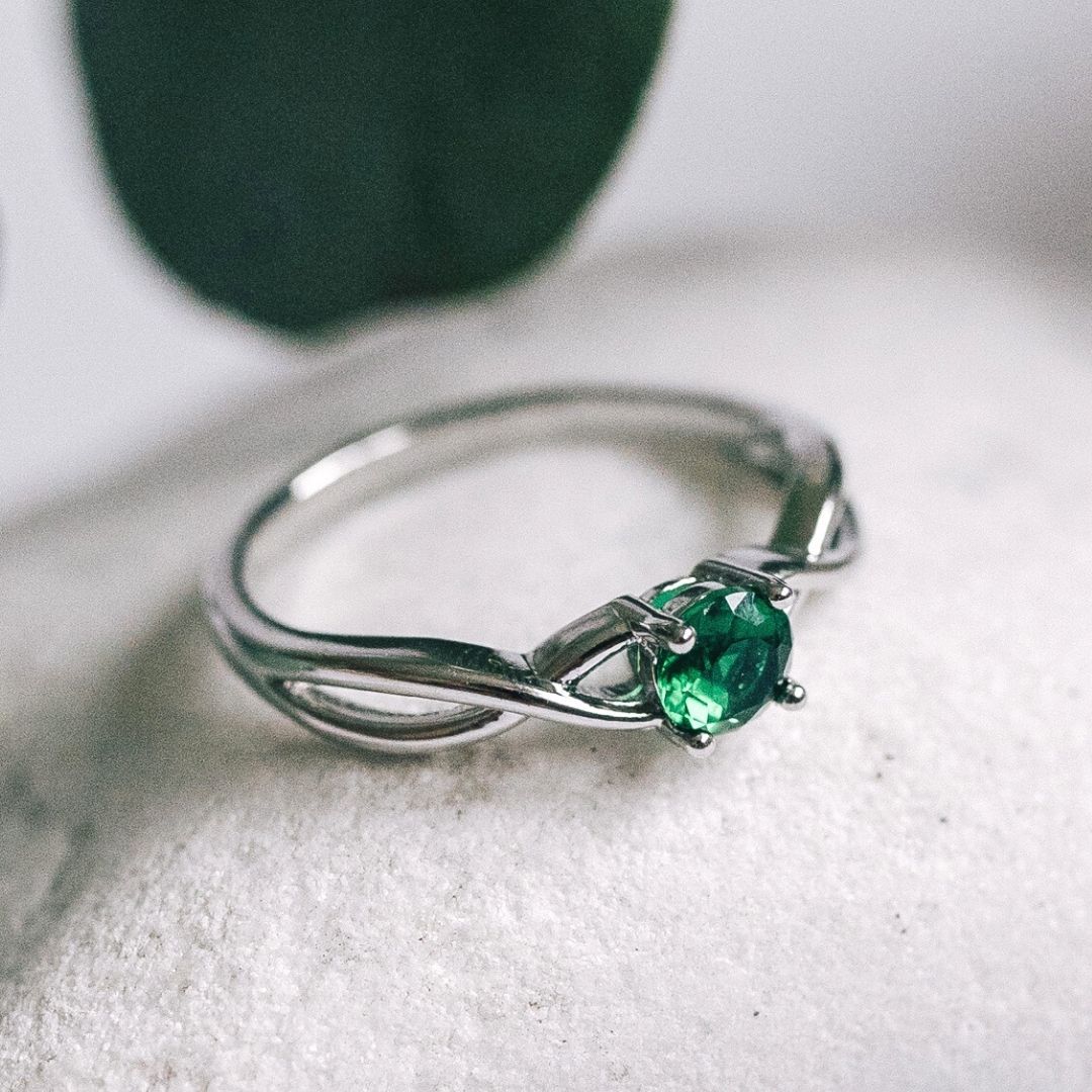 Silver Sterling Green Emerald Stone Ring