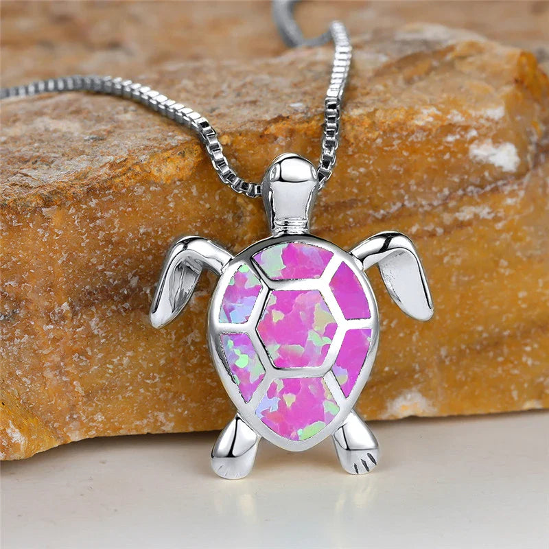 Ocean's Promise Opal Turtle Necklace