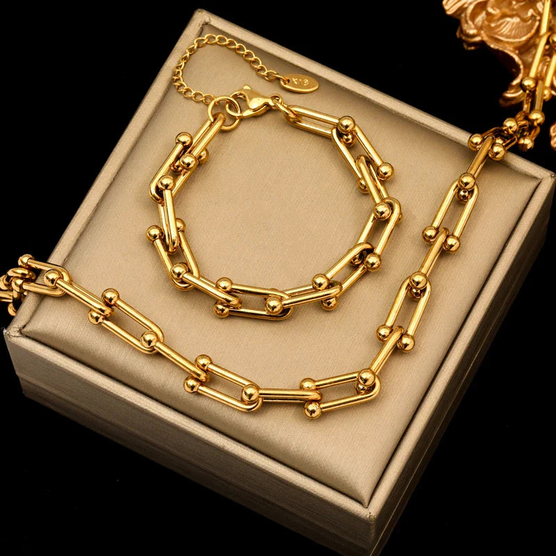 Gold Beaded Link Collection