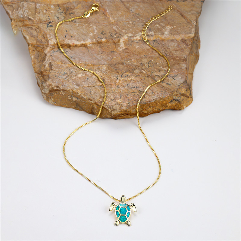 Ocean's Promise Opal Turtle Necklace