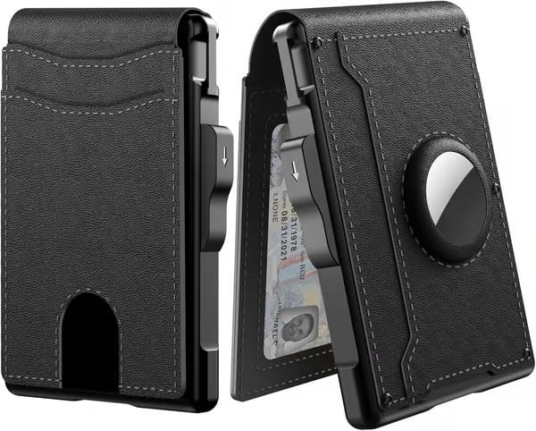 🔥Last Day 49% OFF🔥Wallet for Men - with Pop Up Aluminum Case Money Clip Slim Leather Slots Credit Card Holder Bifold Minimalist Wallet