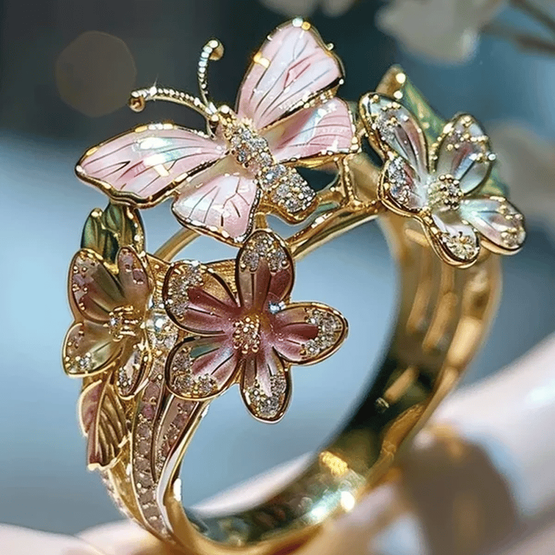 (🔥HOT SALE NOW 49% OFF) - Butterfly Flower Ring