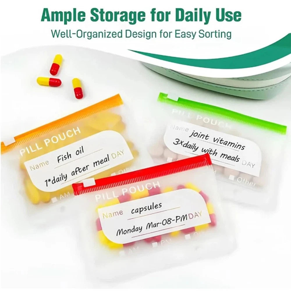 Waterproof Pill Pouch Set, A8 Waterproof Pill Pouch with 14 Color-Coded Bags AU