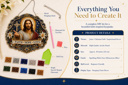 🔥LAST DAY 49% OFF - ✝️✨Jesus Diamond Art Hanging Ornament Kit